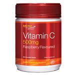 Microgenics Vitamin C 500mg Raspberry Flavoured 200 Tablets