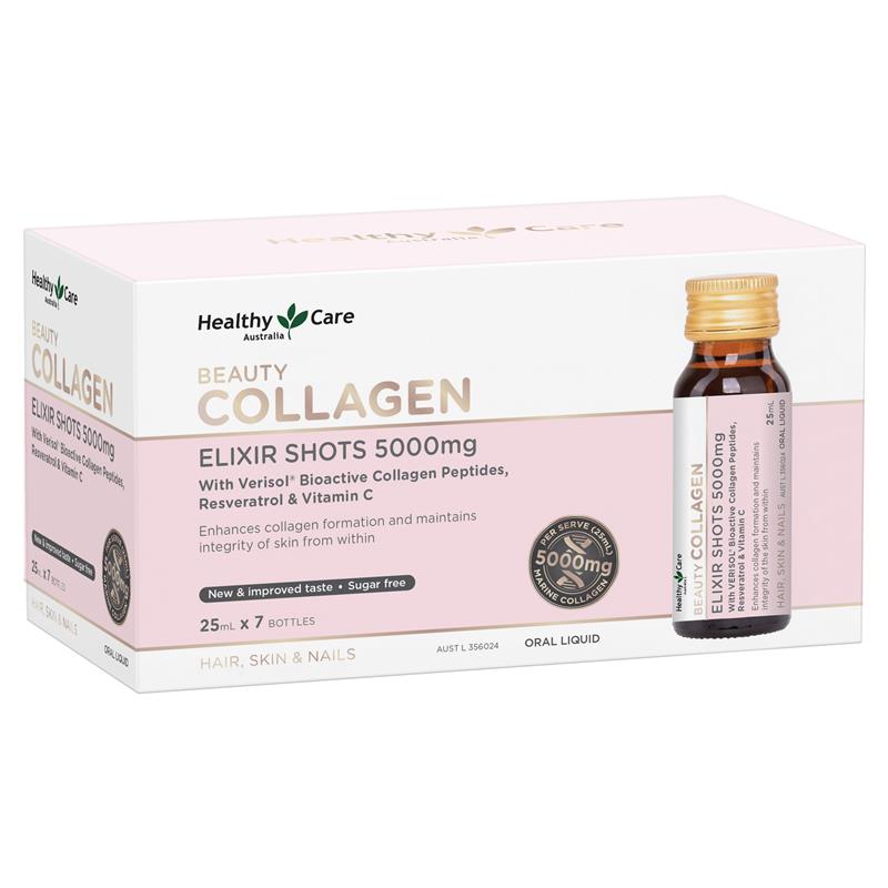 Buy Healthy Care Beauty Collagen Elixir Shots 5000mg 25ml x 7 Bottles Online at Chemist WarehouseÂ®