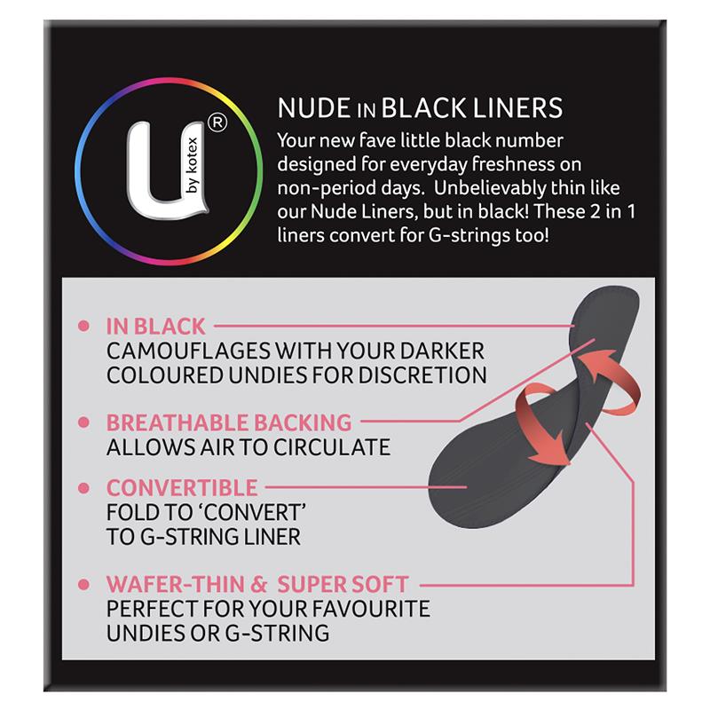 Kotex U Nude In Black Liners 30 Pack - Your Discount Chemist