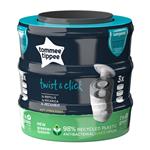 Tommee Tippee Twist and Click Advanced Nappy Bin Refill Cassettes, Sustainably Sourced Antibacterial GREENFILM, Pack of 3