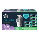 Tommee Tippee Twist & Click Advanced Nappy Disposal System Refill Cassettes x 6 Online Only