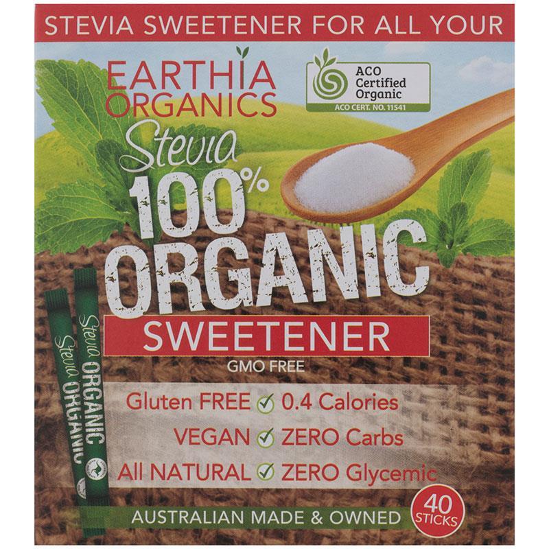Buy Earthia Organics Stevia 100 Natural Organic Sweetener Sticks 40