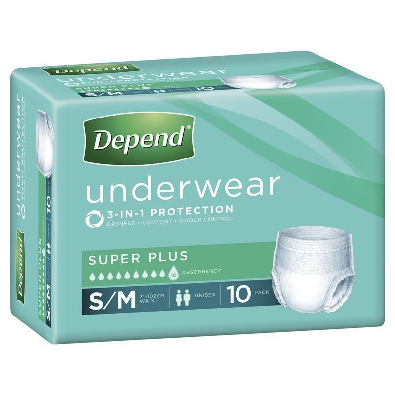Buy Depend Unisex Underwear Super Plus Small & Medium 10 Pack