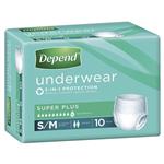 Depend Unisex Underwear Super Plus Small & Medium 10 Pack