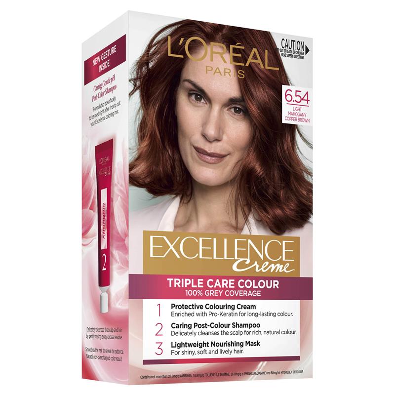 Buy L'Oreal Excellence Creme 6.54 Light Copper Mahogany Brown Hair ...