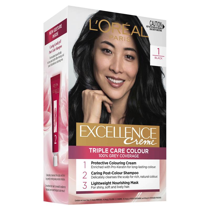 Buy L'Oreal Excellence Creme 1 Black Hair Colour Online at Chemist  Warehouse®