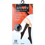 Amore Hosiery Knee High Black 60 Denier One Size 2 Pack