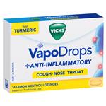 Vicks VapoDrops + Anti-Inflammatory Lemon Menthol 16 Lozenges