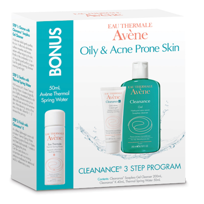 Avene Eau Thermale Cleanance Oily & Acne Prone Skin Pack + Free Bonus