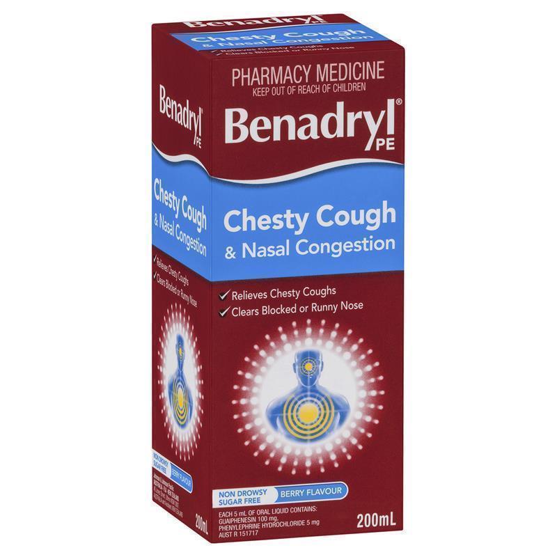 Benadryl PE Chesty Cough & Nasal Congestion 200ml Chemist Warehouse