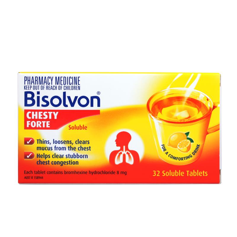 Bisolvon Chesty Forte 8mg Soluble 32 Tablets - Chemist Warehouse