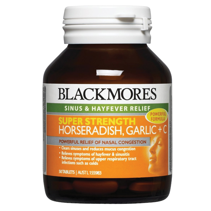 Buy Blackmores Super Strength Horseradish Garlic + C 50 Tablets Online ...