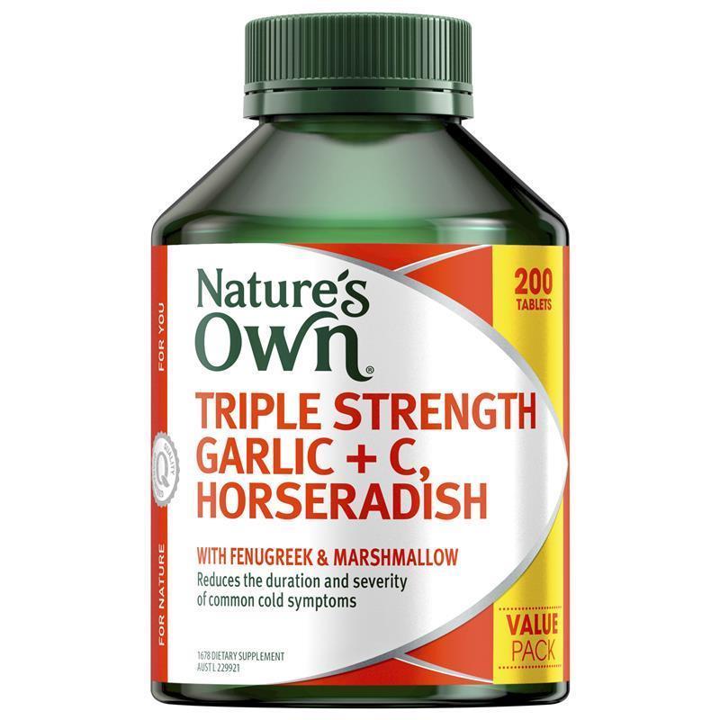 Nature's Own Triple Strength Garlic + C, Horseradish 200 Tablets