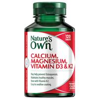 Nature's Own Calcium Magnesium Vitamin D3 + K2 120 Tablets
