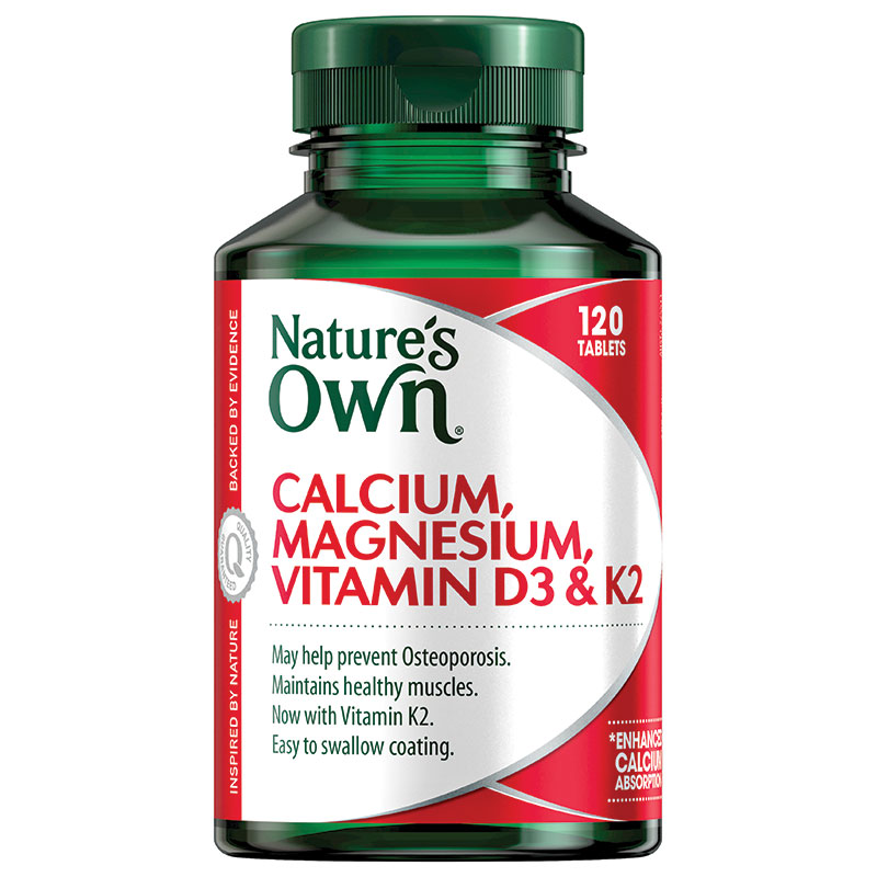 Buy Nature's Own Calcium Magnesium Vitamin D3 + K2 120 Tablets Online ...