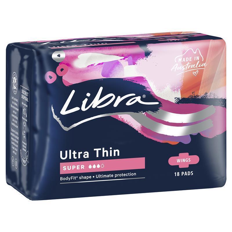 LIBRA ULTRA THIN SUPER PADS WITH WINGS 18S