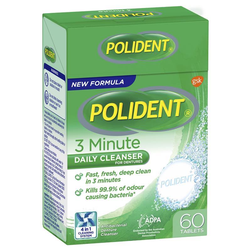 Polident Denture Cleanser Fresh Active Tablets 60 Pack (Exclusive Size