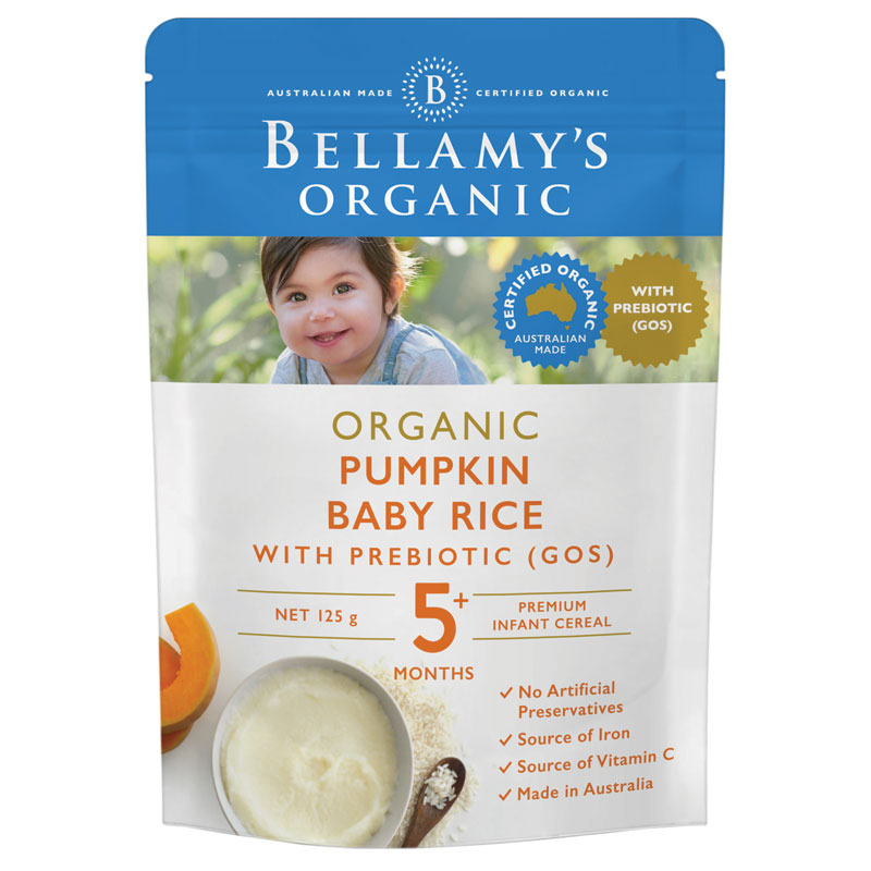 Bellamy's Organic Pumpkin Baby Rice with Prebiotic 125g ...