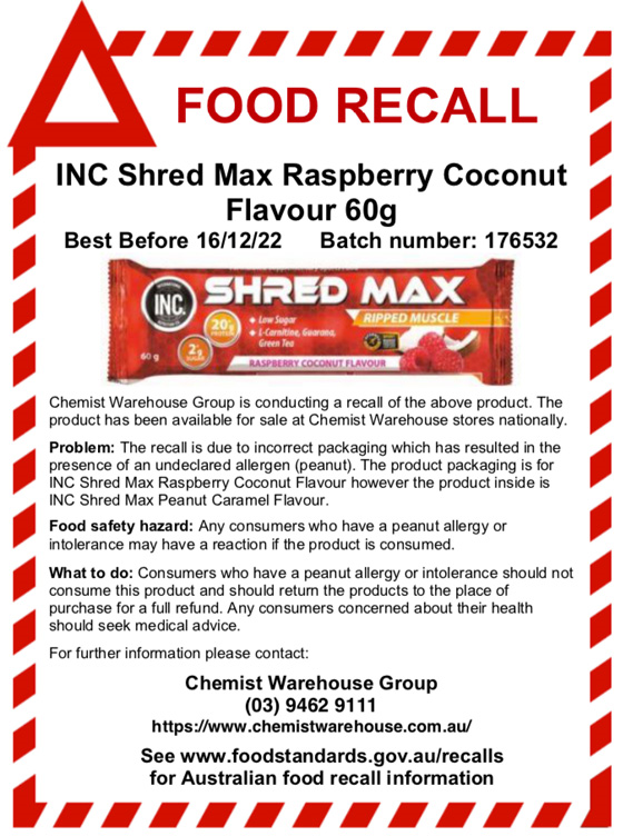 INC Shred Max Raspberry Coconut Flavour 60g